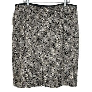Dana Buchman Textured Wool Blend Tweed Career Pencil Skirt Black Beige Sz 20 NWT
